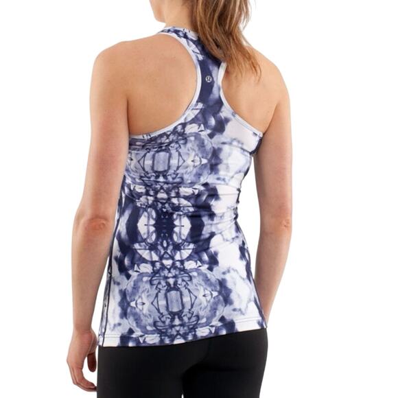 Lululemon Cool Racerback Tank Top Women’s Large White Blue Tie Dye CRB - Picture 2 of 8